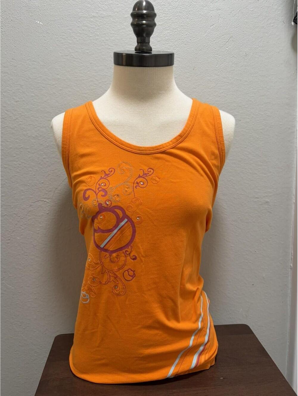 Xango Y2K Tank Top M Orange Paisley Print